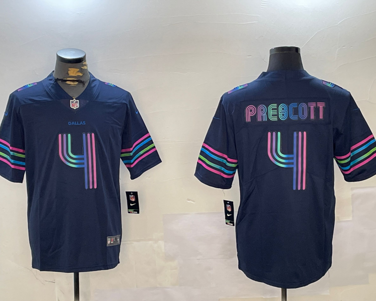 Men's Dallas Cowboys Dak Prescott #4 Navy City Edition Jersey