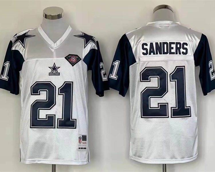 Men's Dallas Cowboys Deion Sanders Mitchell & Ness White Legacy Jersey