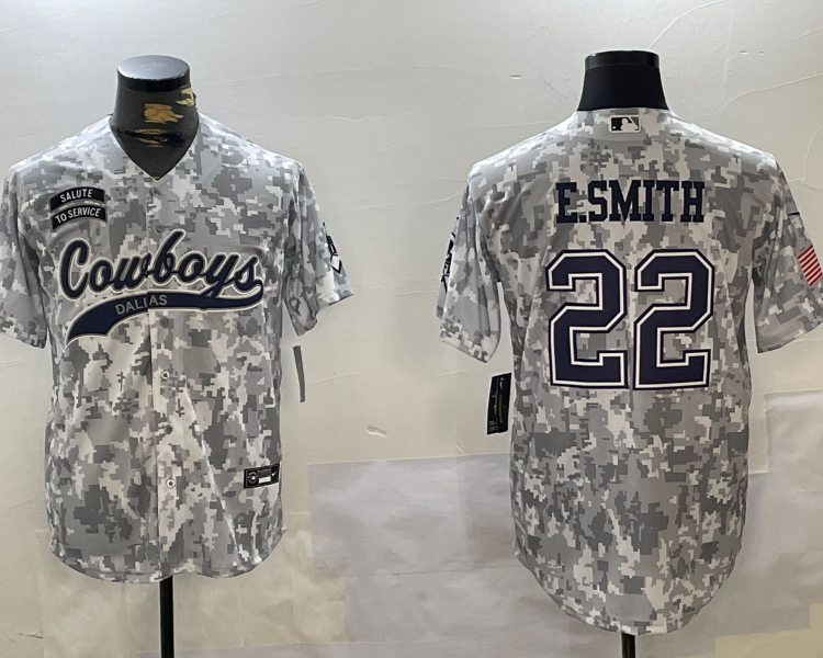 Men's Dallas Cowboys Emmitt Smith #22 Arctic Camo 2024 Salute to Service Jersey