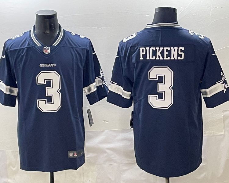 Men's Dallas Cowboys George Pickens #3 Navy Jersey