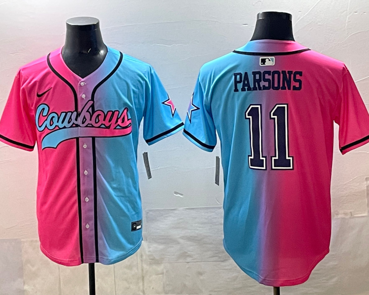 Men's Dallas Cowboys Micah Parsons #11 Pink/Blue Jersey