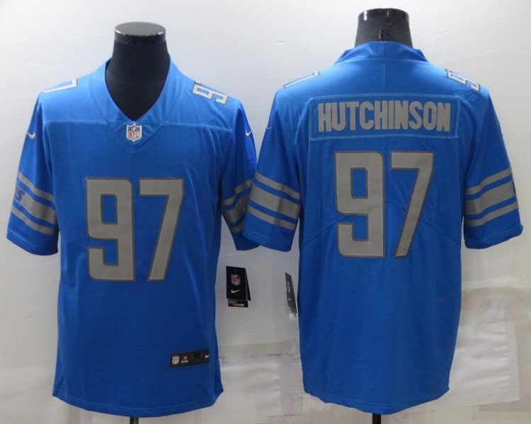 Men's Detroit Lions Aidan Hutchinson #97 Blue Jersey