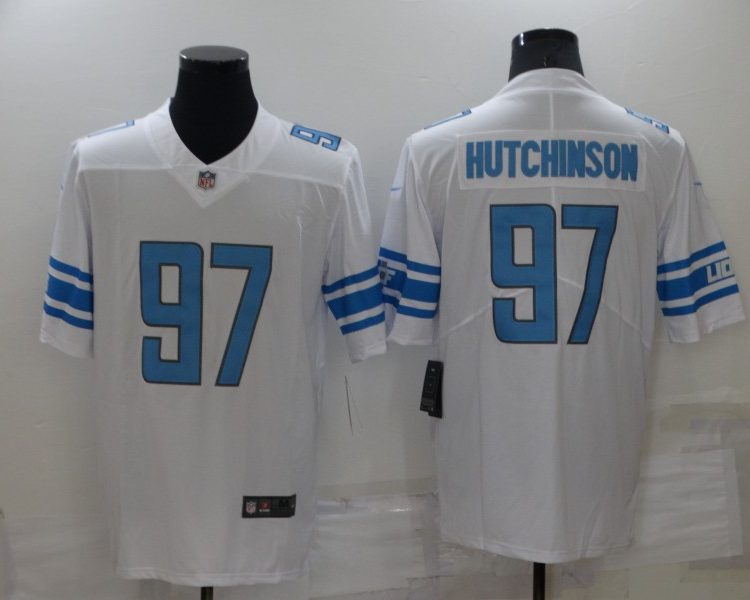 Men's Detroit Lions Aidan Hutchinson #97 White Jersey