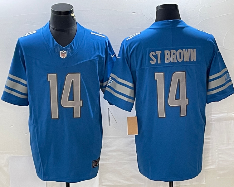 Men's Detroit Lions Amon-Ra St. Brown #14 Blue Jersey