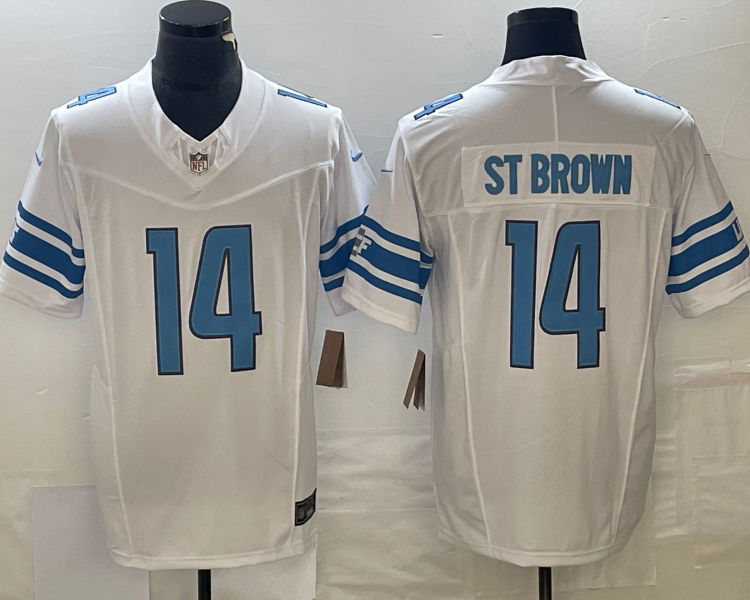 Men's Detroit Lions Amon-Ra St. Brown #14 White Jersey