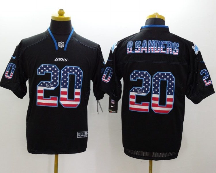 Men's Detroit Lions Barry Sanders #20 Black Jersey