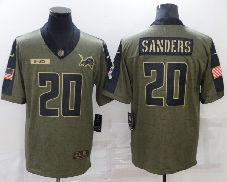 Men's Detroit Lions Barry Sanders #20 Brown Jersey