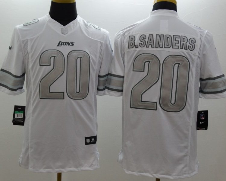 Men's Detroit Lions Barry Sanders #20 White Jersey