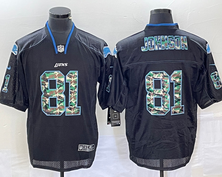Men's Detroit Lions Calvin Johnson #81 Black Jersey