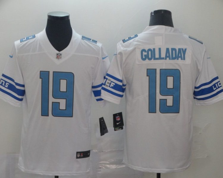 Men's Detroit Lions Kenny Golladay #19 White Jersey