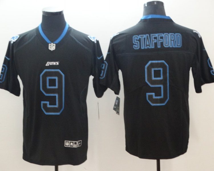 Men's Detroit Lions Matthew Stafford #9 Black Authentic Jersey