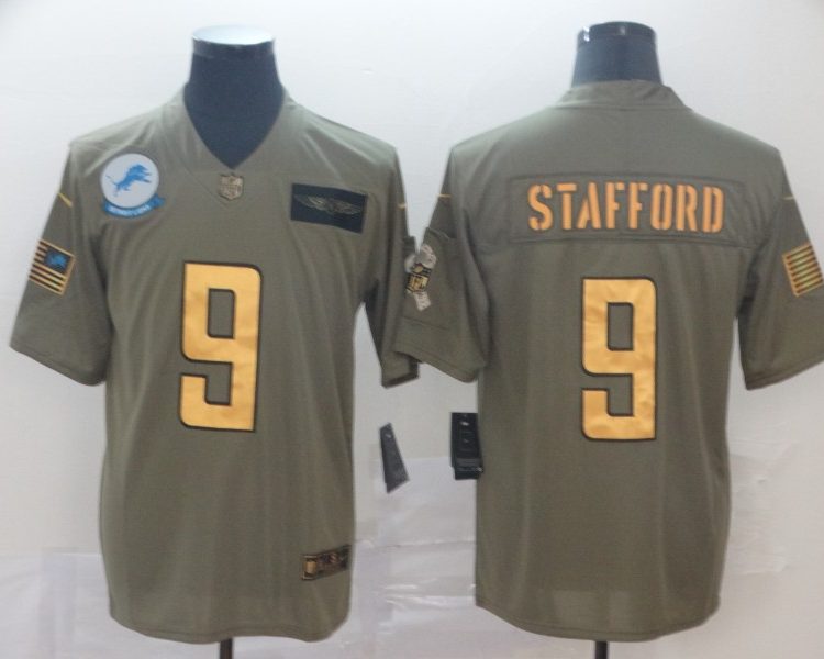 Men's Detroit Lions Matthew Stafford #9 Brown Jersey