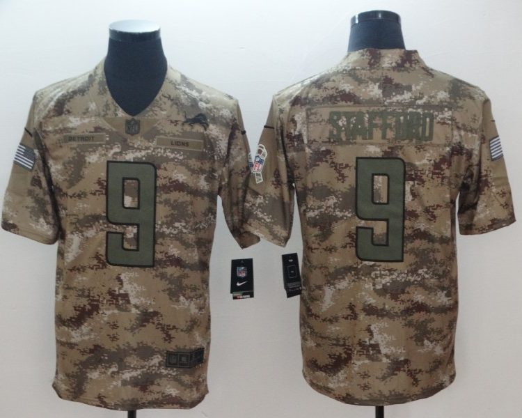 Men's Detroit Lions Matthew Stafford #9 Camouflage Jersey