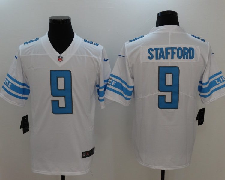 Men's Detroit Lions Matthew Stafford #9 White Jersey
