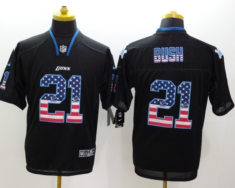 Men's Detroit Lions Reggie Bush #21 Black Jersey