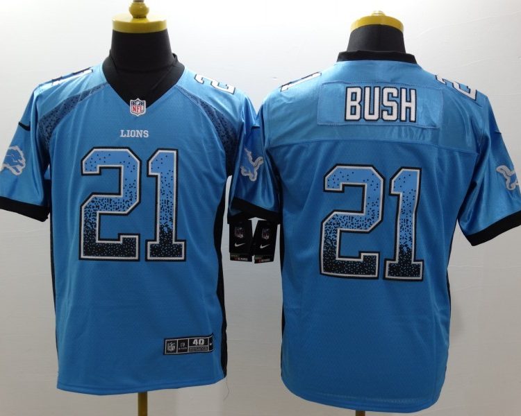 Men's Detroit Lions Reggie Bush #21 Blue Jersey