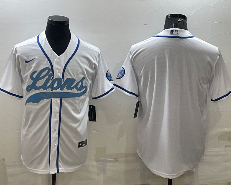 Men's Detroit Lions White Blank Jersey