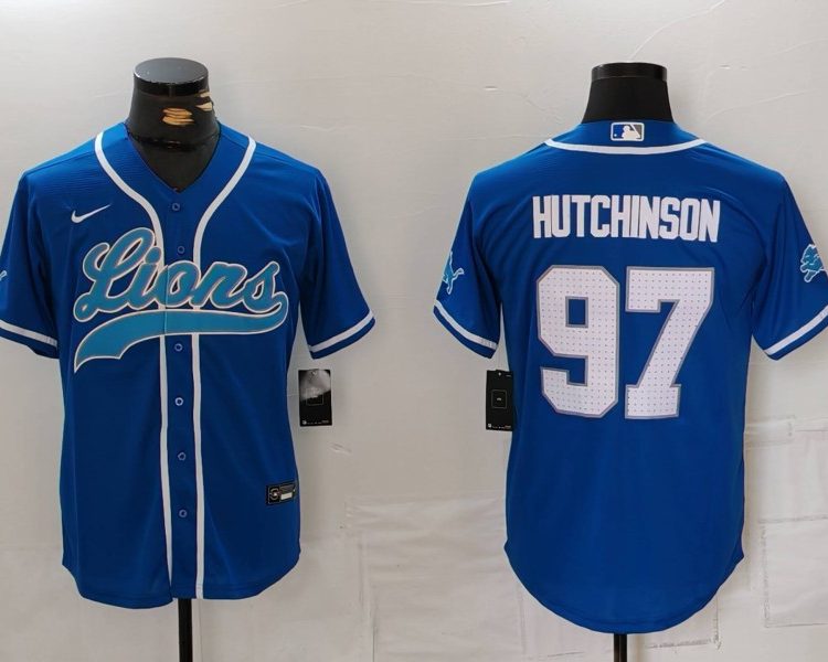Men's Detroit Lions Aidan Hutchinson #97 Blue Jersey