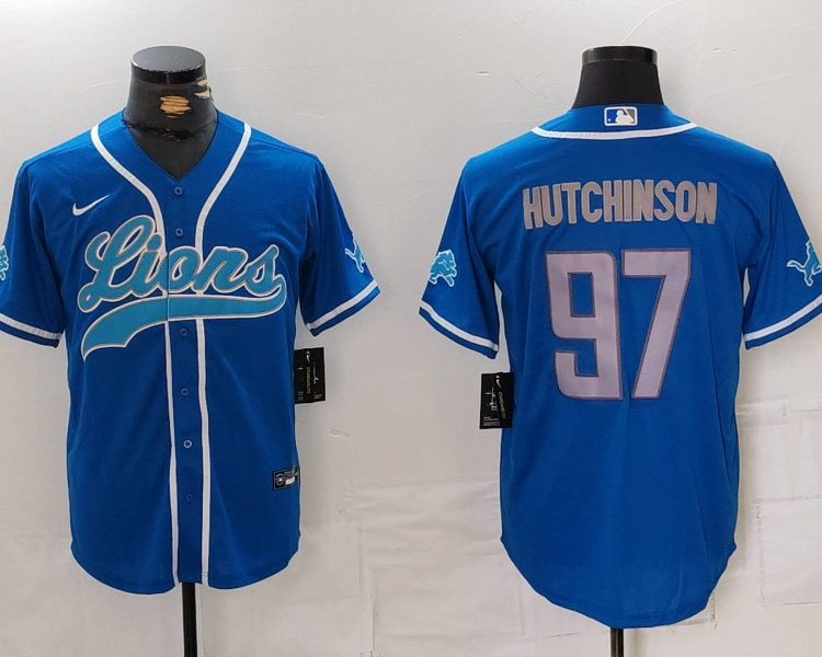 Men's Detroit Lions Aidan Hutchinson #97 Blue Jersey