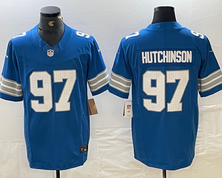 Men's Detroit Lions Aidan Hutchinson #97 Blue Vapor F.U.S.E. Limited Jersey