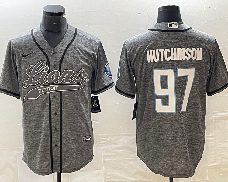 Men's Detroit Lions Aidan Hutchinson #97 Gray Jersey Joint Edition