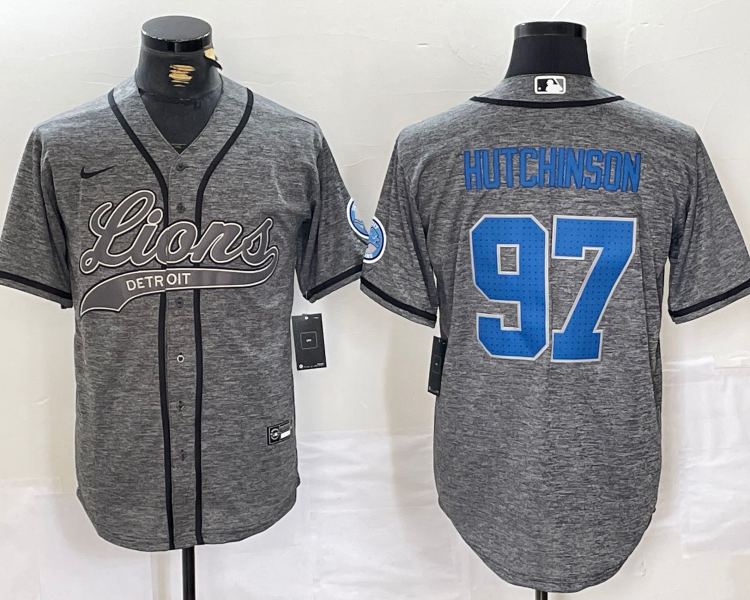 Men's Detroit Lions Aidan Hutchinson #97 Gray Jersey