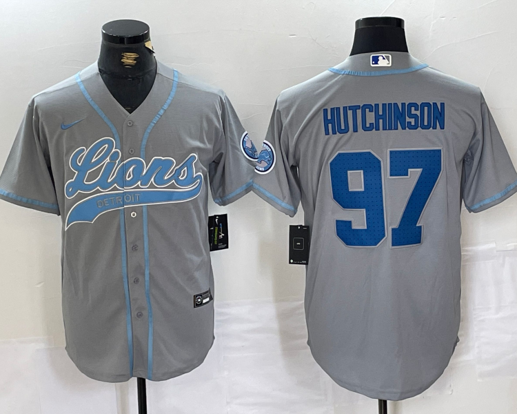 Men's Detroit Lions Aidan Hutchinson #97 Gray Jersey