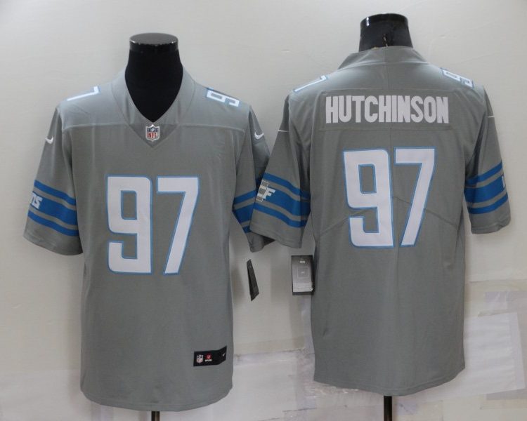 Men's Detroit Lions Aidan Hutchinson #97 Gray Jersey