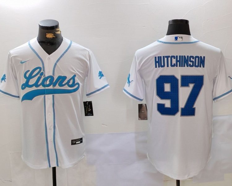 Men's Detroit Lions Aidan Hutchinson #97 White Jersey