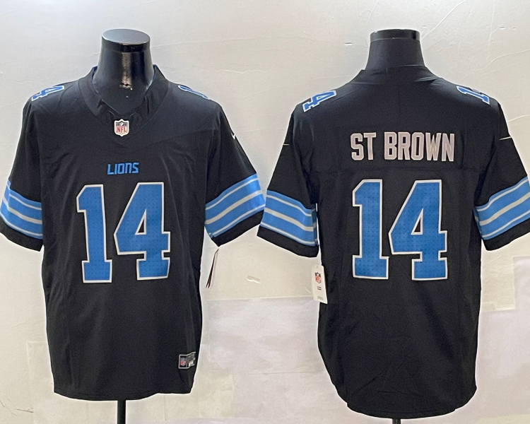 Men's Detroit Lions Amon-Ra St. Brown #14 Black Alternate Jersey