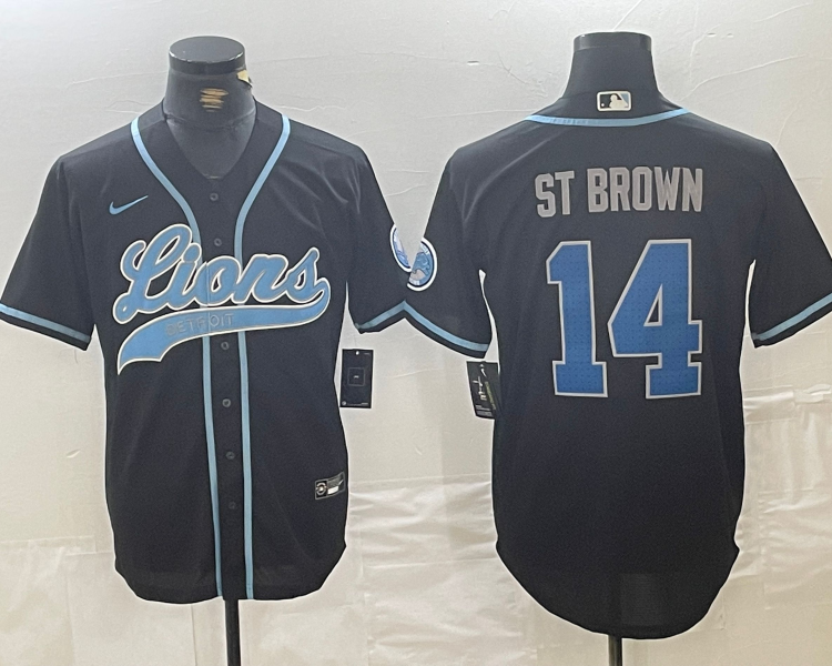 Men's Detroit Lions Amon-Ra St. Brown #14 Black Jersey