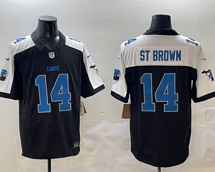 Men's Detroit Lions Amon-Ra St. Brown #14 Black Jersey