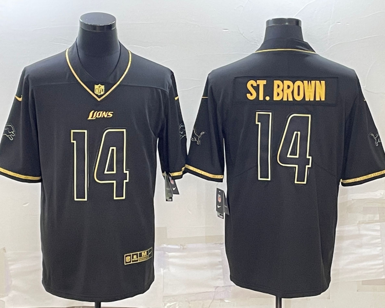 Men's Detroit Lions Amon-Ra St. Brown #14 Black Jersey