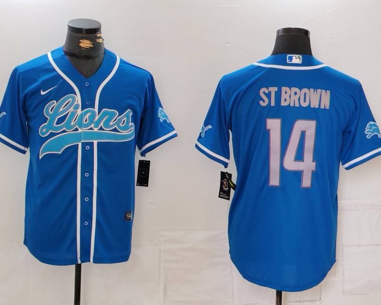 Men's Detroit Lions Amon-Ra St. Brown #14 Blue Jersey