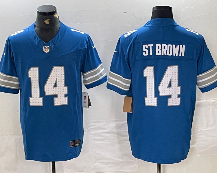 Men's Detroit Lions Amon-Ra St. Brown #14 Blue Vapor F.U.S.E. Limited Jersey