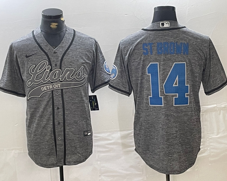 Men's Detroit Lions Amon-Ra St. Brown #14 Gray Jersey