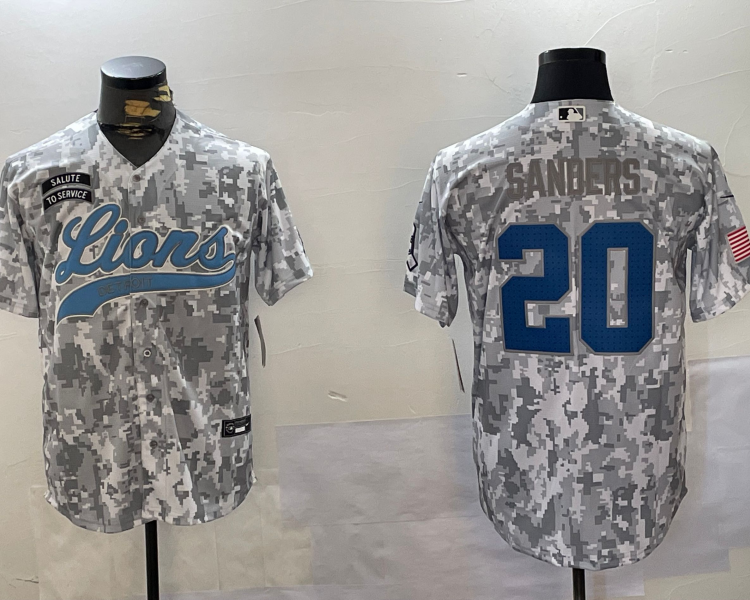 Men's Detroit Lions Barry Sanders #20 Arctic Camo 2024 Salute to Service Limited Jersey