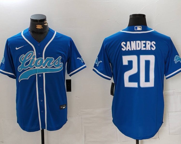 Men's Detroit Lions Barry Sanders #20 Blue Jersey