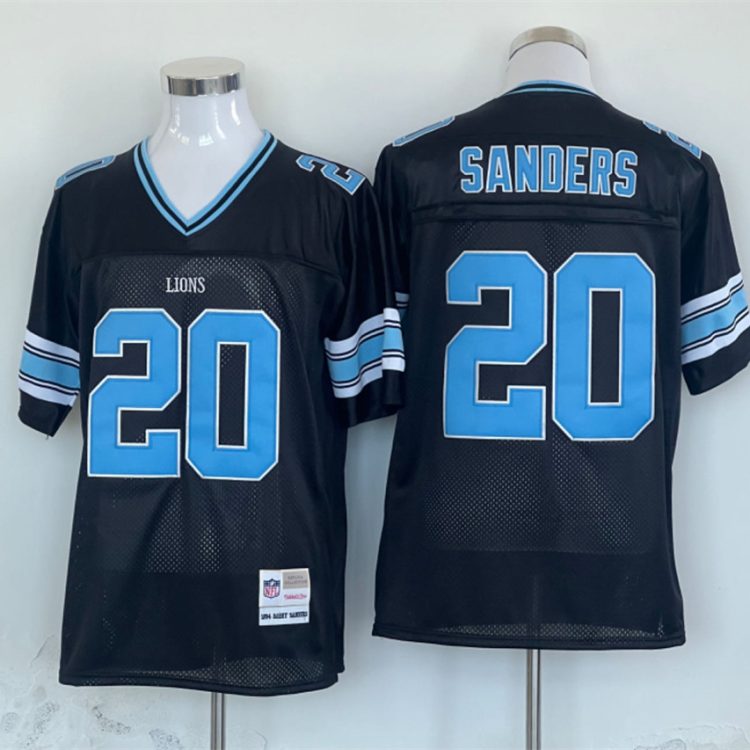 Men's Detroit Lions Barry Sanders Mitchell & Ness Black Legacy Jersey