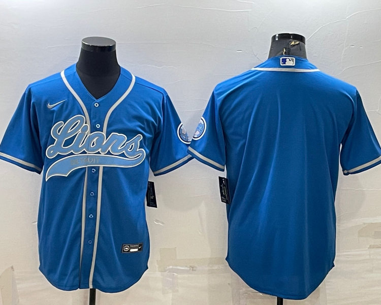 Men's Detroit Lions Blue Blank Jersey