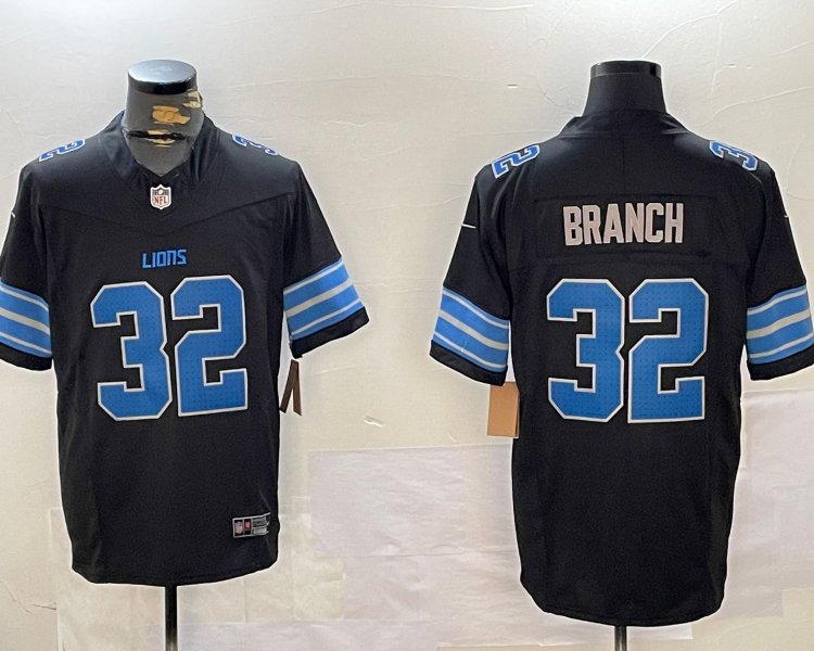 Men's Detroit Lions Brian Branch #32 Black Alternate Jersey