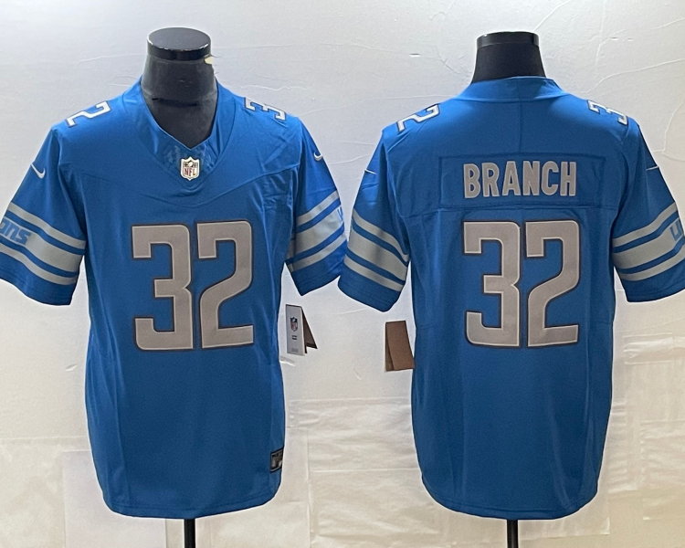 Men's Detroit Lions Brian Branch #32 Blue 2023 NFL Draft Pick Jersey