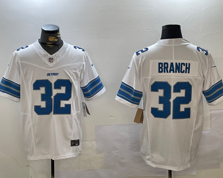 Men's Detroit Lions Brian Branch #32 White Jersey