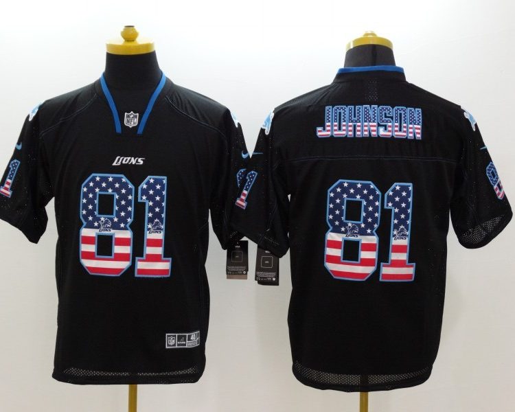 Men's Detroit Lions Calvin Johnson #81 Black Jersey