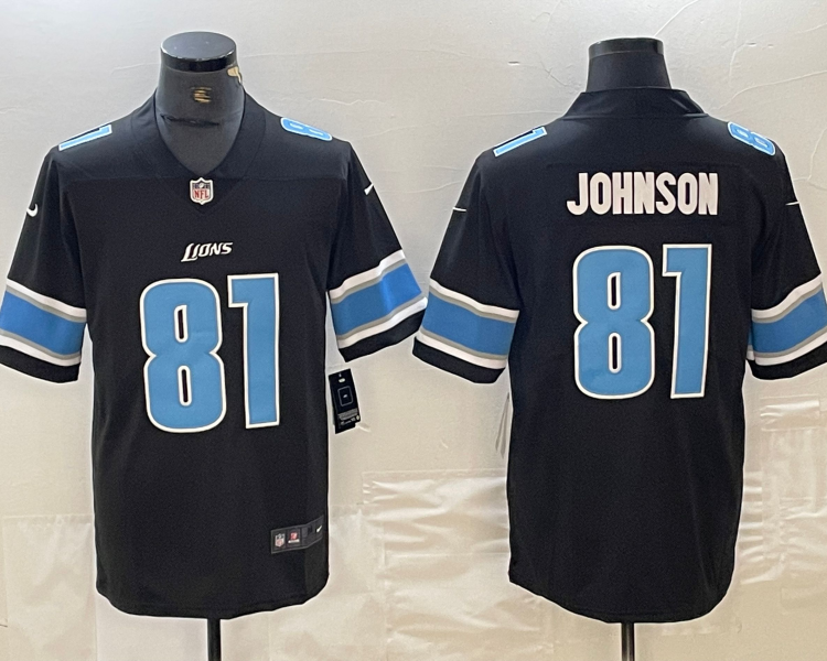 Men's Detroit Lions Calvin Johnson #81 Black Jersey