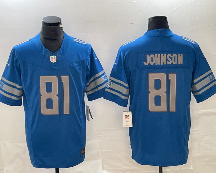 Men's Detroit Lions Calvin Johnson #81 Blue Jersey