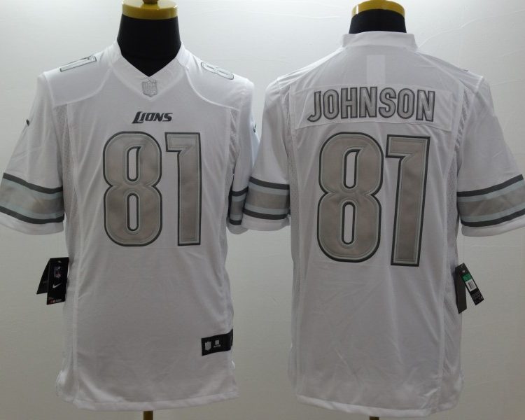 Men's Detroit Lions Calvin Johnson #81 White Jersey