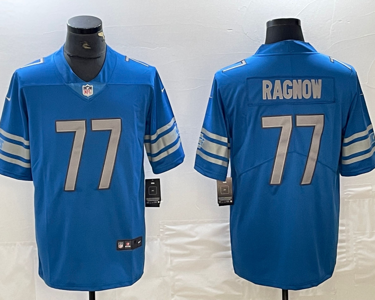 Men's Detroit Lions Frank Ragnow #77 Blue Jersey