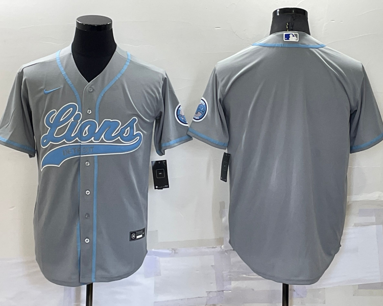 Men's Detroit Lions Gray Blank Jersey