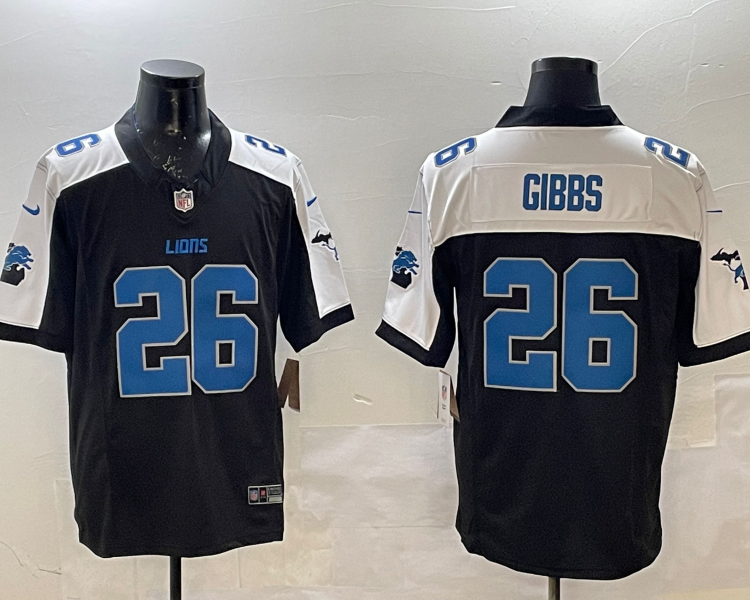 Men's Detroit Lions Jahmyr Gibbs #26 Black Jersey